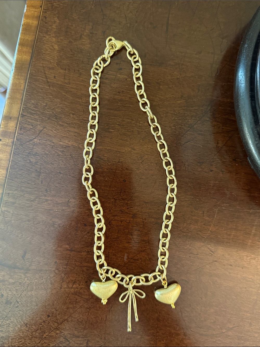 Gold-Tone Heart Charm Link Necklace-so cute!!
